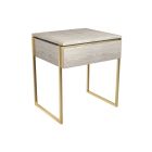 Weathered Oak & Brass Frame Side Table Drawer by Gillmore