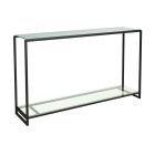 Clear Glass & Black Frame Narrow Console Table by Gillmore