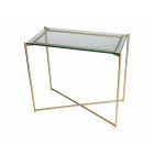 Clear Glass Top & Brass Frame Small Console Table by Gillmore