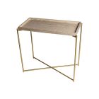 Weathered Oak Tray Top & Brass Frame Small Console Table by Gillmore