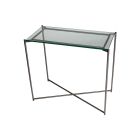 Clear Glass Top & Gun Metal Frame Small Console Table by Gillmore