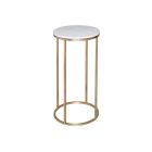 White Marble & Brass Base Circular Lampstand Table by Gillmore