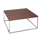 Square Coffee Table - Kensal WALNUT with POLISHED steel base