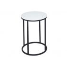 Circular Side Table - Kensal WHITE with BLACK base