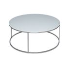 Circular Coffee Table - Kensal WHITE with POLISHED steel base