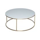Circular Coffee Table - Kensal WHITE with BRASS base