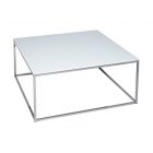 Square Coffee Table - Kensal WHITE with POLISHED steel base