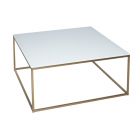 Square Coffee Table - Kensal WHITE with BRASS base
