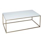 Rectangular Coffee Table - Kensal WHITE with BRASS base