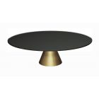 Oscar Black Glass Circular Coffe Table With Golden Brass Conical Base © GillmoreSPACE Ltd