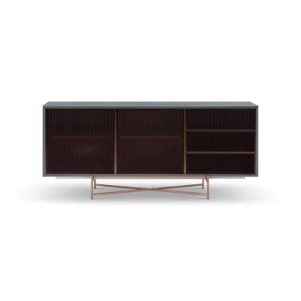 Grey and Amber Glass Buffet Sideboard by Gillmore