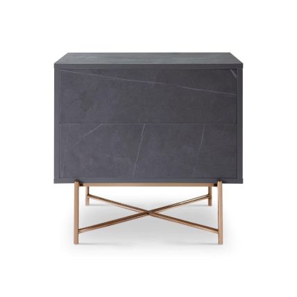 Grey Marble Bedside Chest by Gillmore
