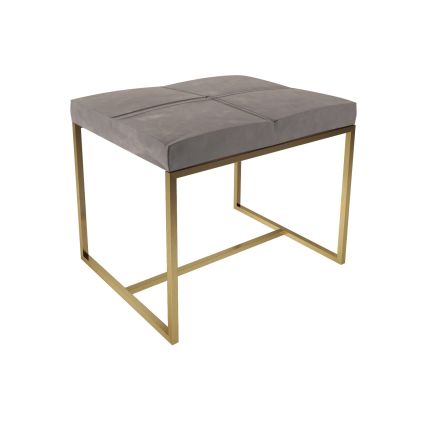 Mushroom Grey Velvet & Brass Frame Dressing Table Stool by Gillmore