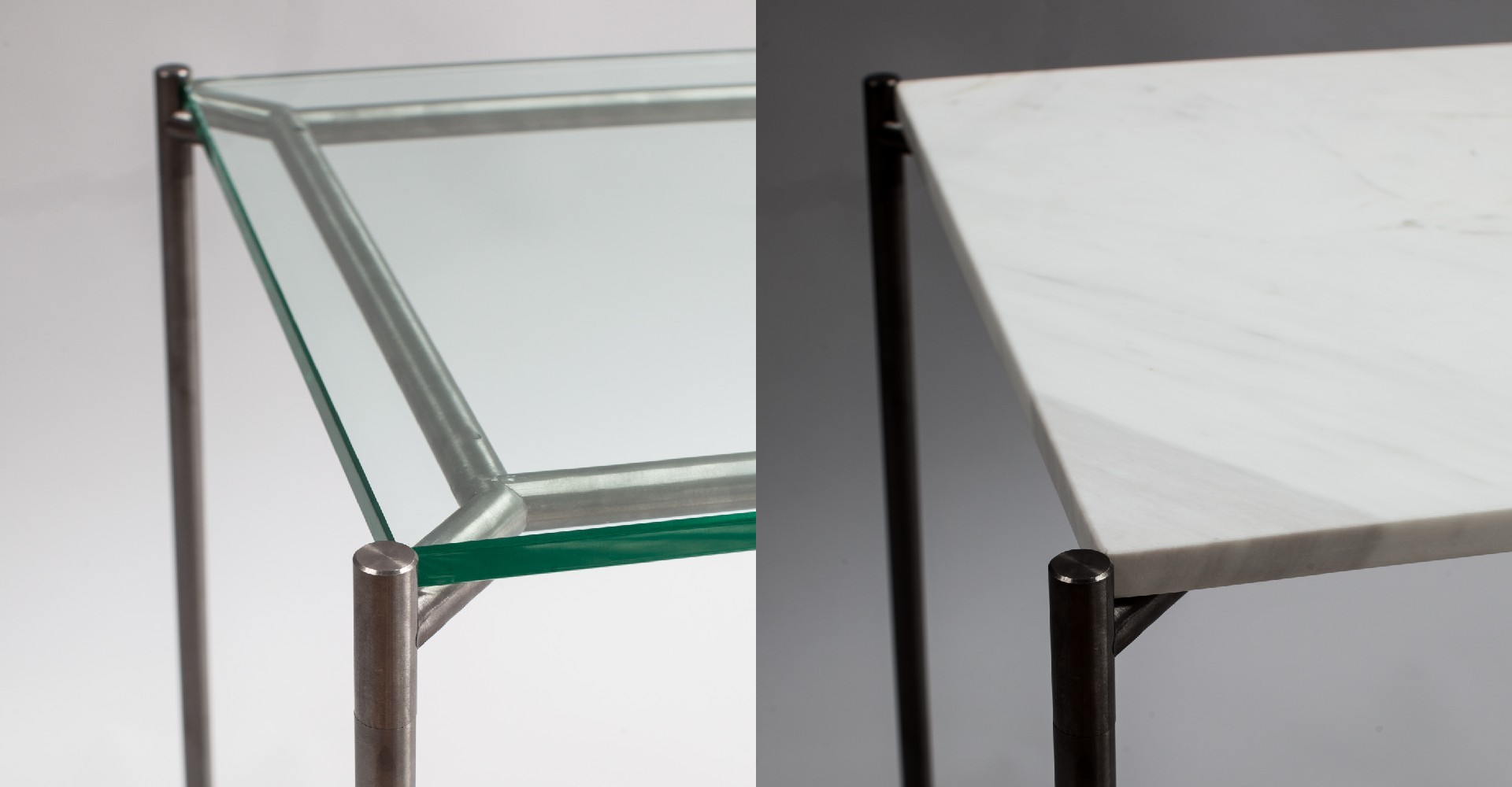 Iris Clear Glass And White Marble Top by Gillmore © GillmoreSPACE Ltd