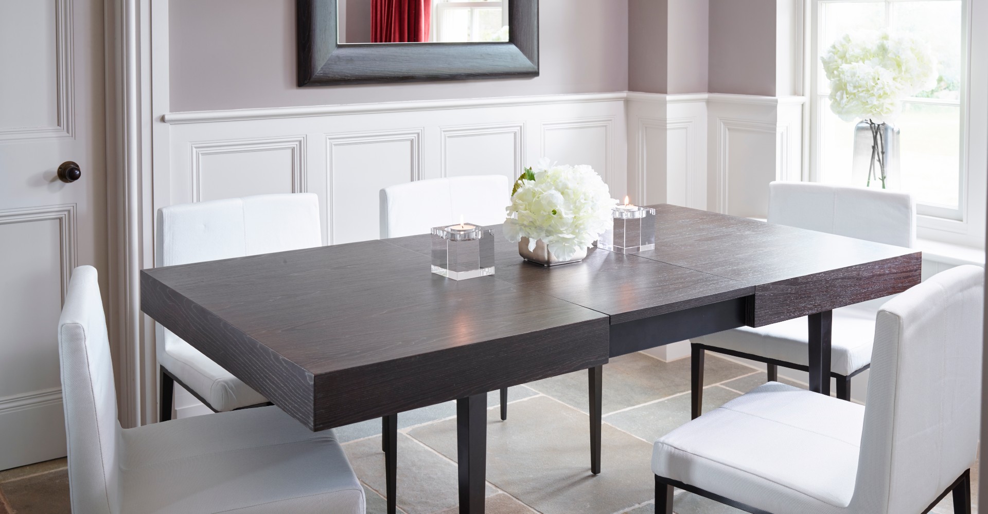 Fitzroy Extending Dining Table and Upholstered Dining Chairs by Gillmore © GillmoreSPACE Ltd