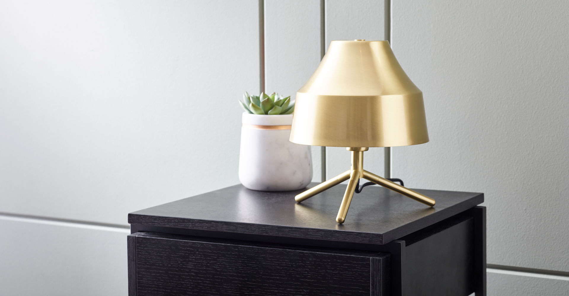 Accessories Hector Brass Bedside Lamp & Small Stella White Marble Vase by Gillmore @ GillmoreSPACE Ltd