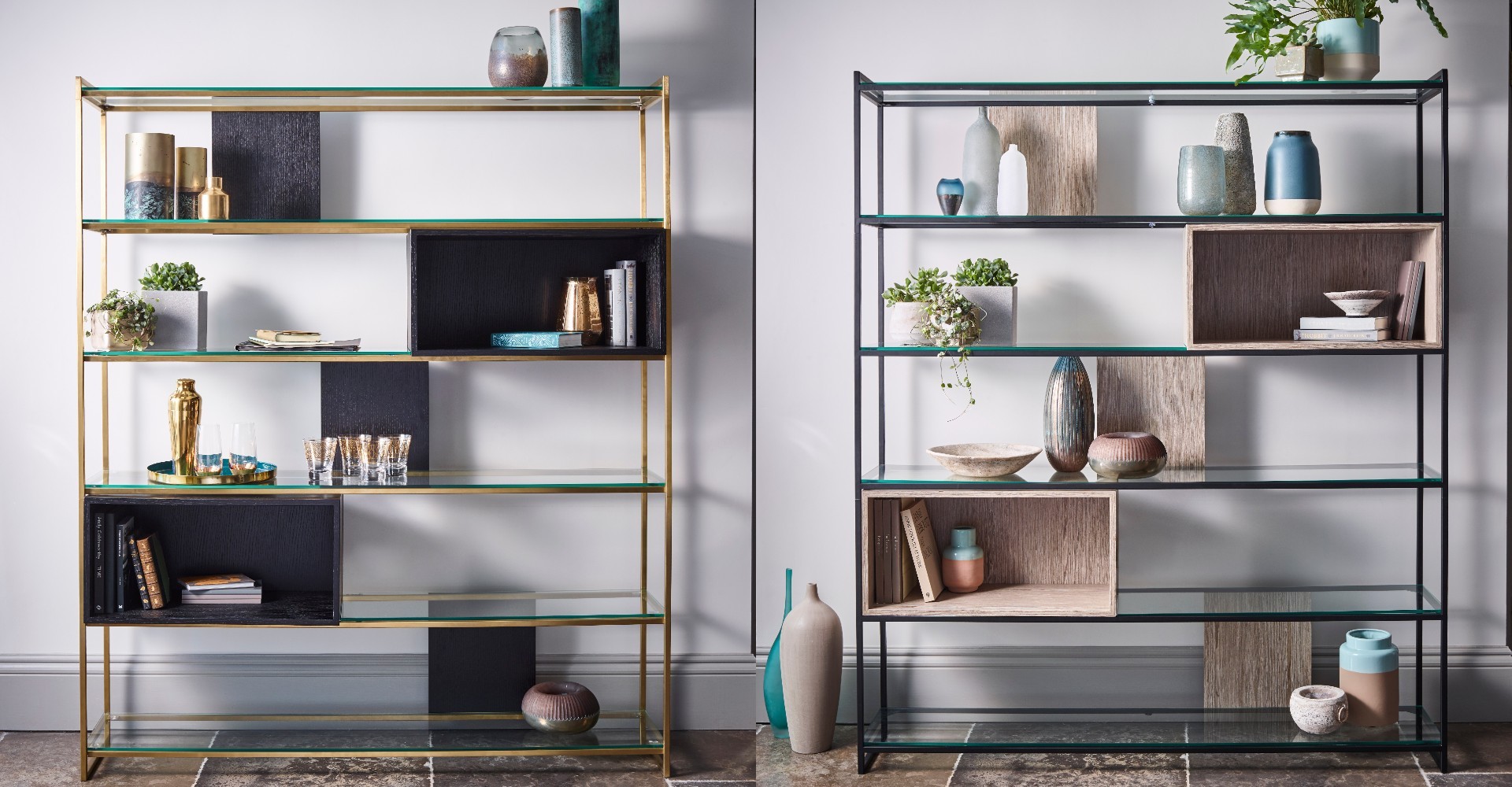 Federico Brass And Black Shelving by Gillmore © GillmoreSPACE Ltd