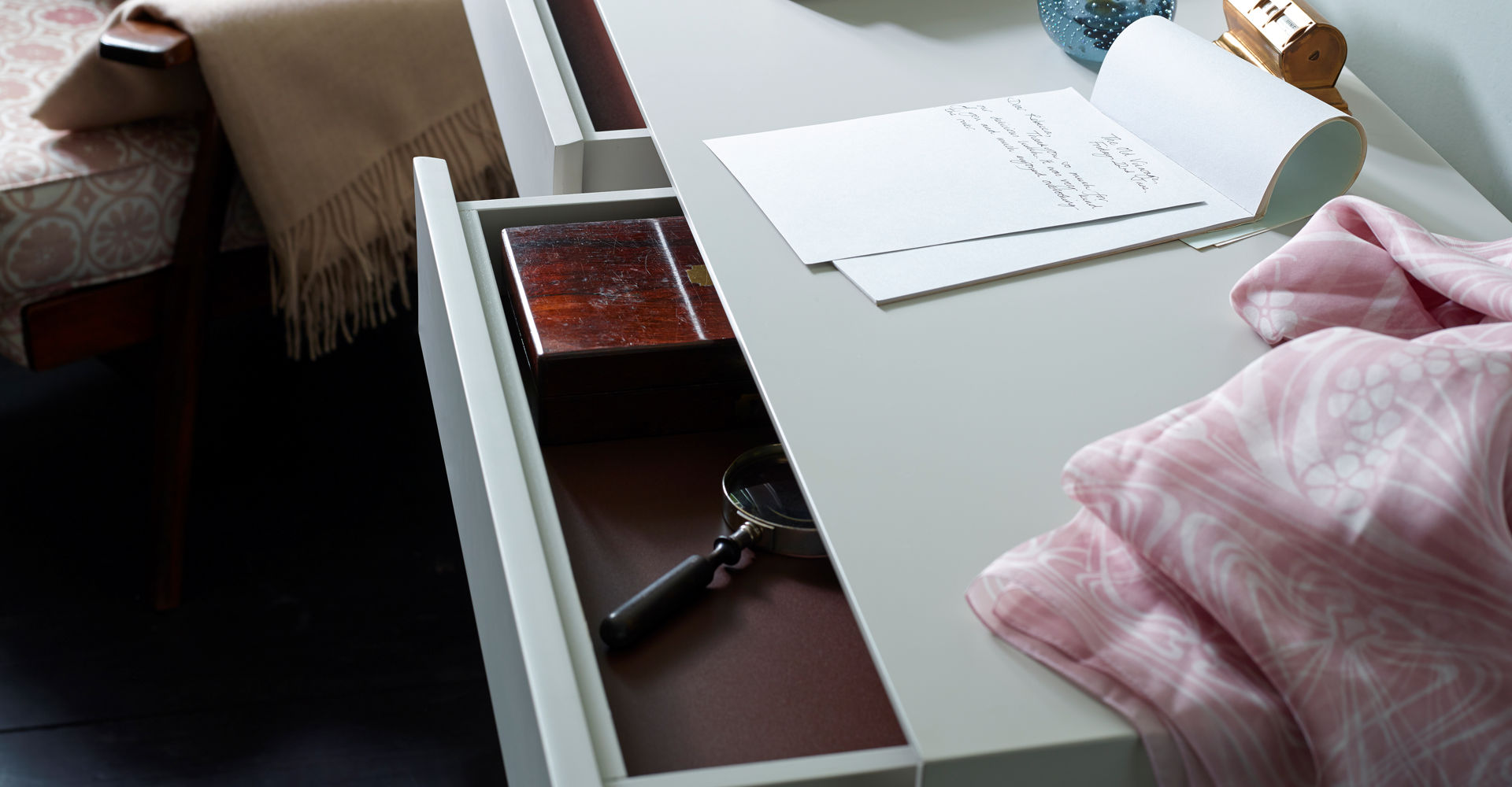 Lux Dressing Table Open Drawer Detail © GillmoreSPACE Ltd