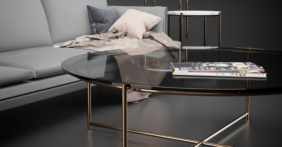 Adriana Smoked Glass Coffee Table with Bronze Frame by Gillmore British Design © GillmoreSPACE Ltd