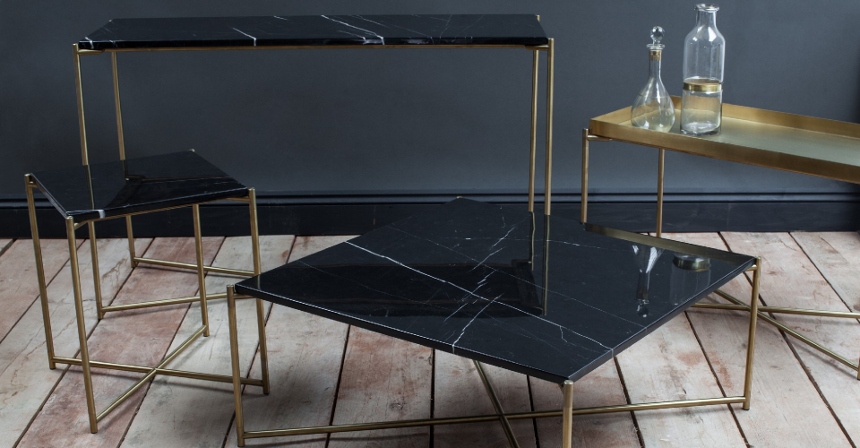 Iris Black Marble And Brass Base Tables by Gillmore © GillmoreSPACE Ltd