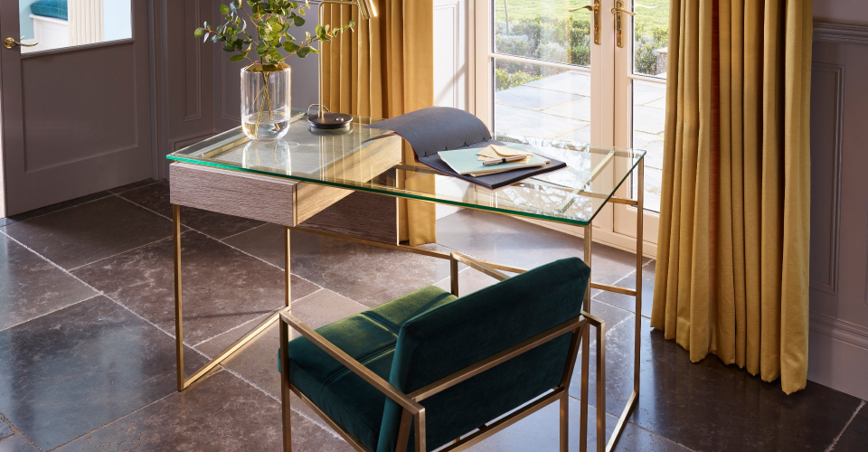 Federico Desk and Green Upholstered Armchair by Gillmore © GillmoreSPACE Ltd