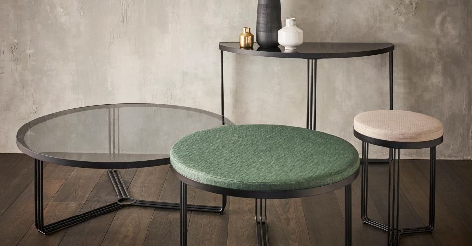 Finn Tables With Matt Black Frames & Assorted Tops © GillmoreSPACE Ltd