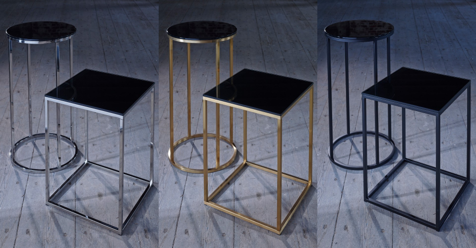 Kensal Square Side Table & Circular Lamp Stand Brass Base Set by Gillmore © GillmoreSPACE Ltd