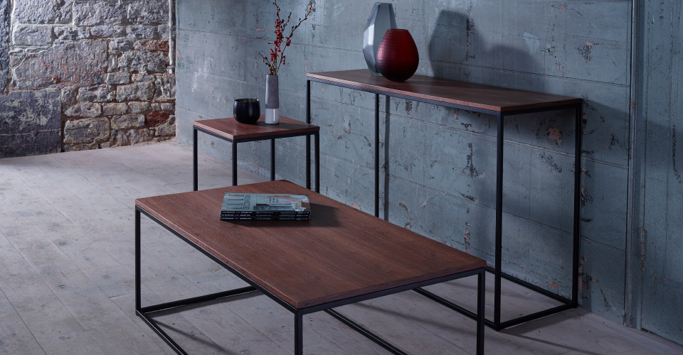Kensal Rectangle Tables Walnut With Black Base by Gillmore © GillmoreSPACE Ltd