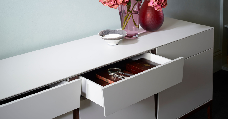 Lux Three Door & Drawer Sideboard Open Drawer Detail © GillmoreSPACE Ltd